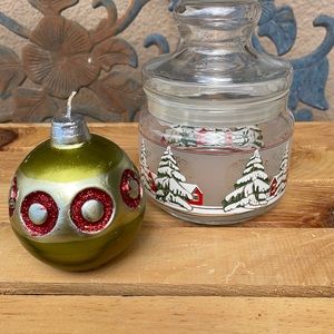 Vintage candy/candle dish with candle and lid